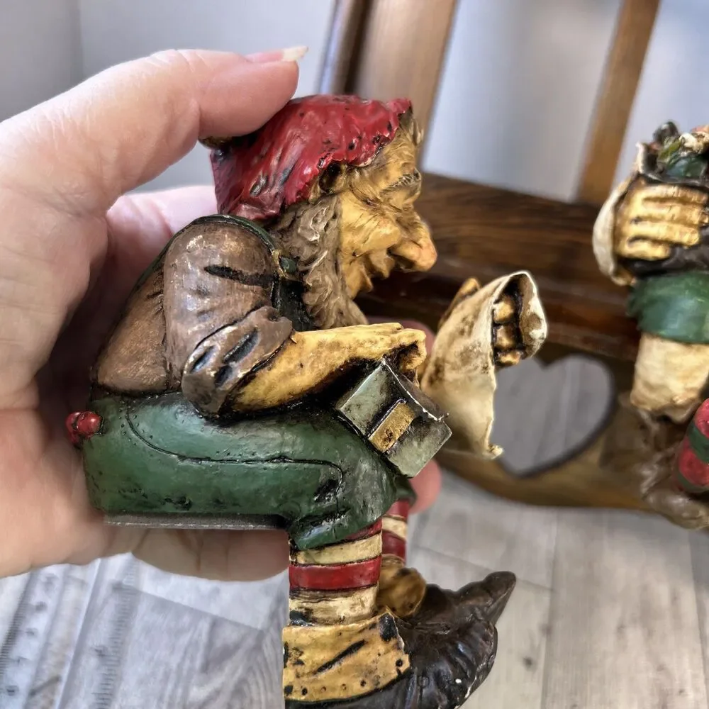 Whimsical Stocking Holders Christmas Holiday Elf Elves Set Of 2 Resin Strange